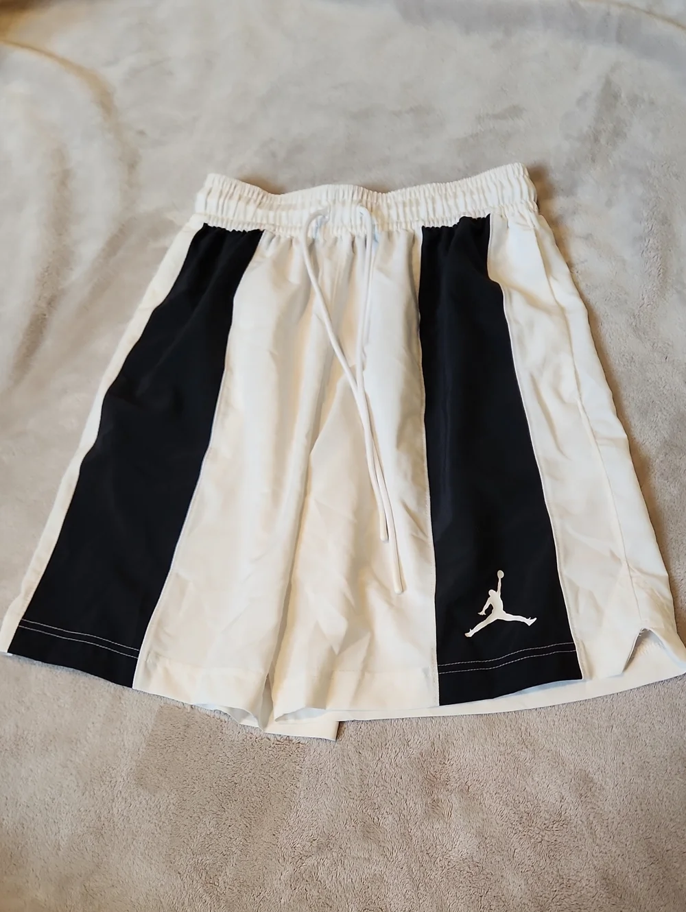 Jordan White Athletic Shorts with Black Side Panels